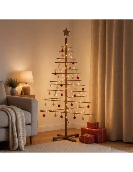 Albero di Natale in legno 150 cm Bambù e legno di pino massello