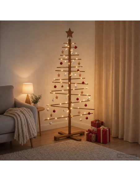 Albero di Natale in legno 125 cm Bambù e legno di pino massello