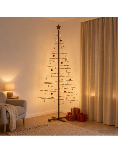 Albero di Natale in legno 210 cm Bambù e legno di pino massello