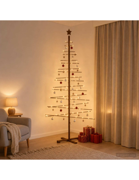 Albero di Natale in legno 210 cm Bambù e legno di pino massello