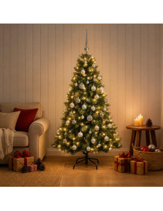Albero di Natale artificiale con palline 150 cm 150 LED