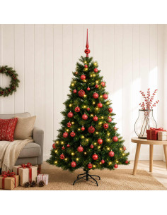 Albero di Natale artificiale con palline 150 cm 150 LED