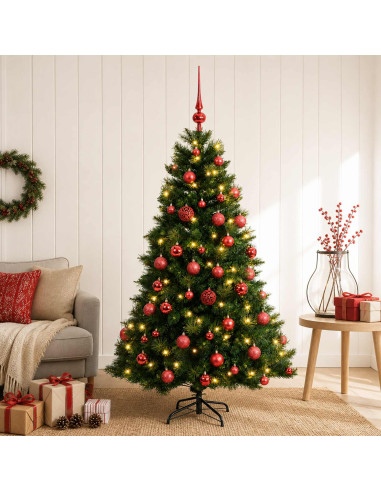 Albero di Natale artificiale con palline 150 cm 150 LED