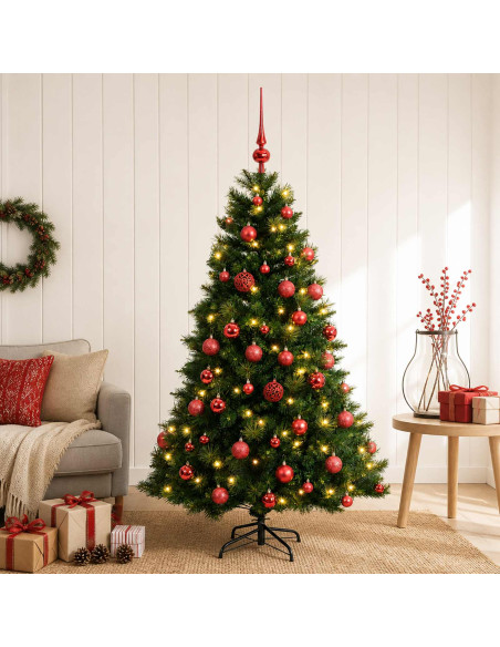 Albero di Natale artificiale con palline 150 cm 150 LED