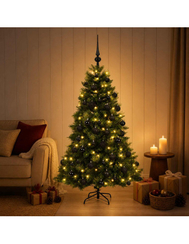 Albero di Natale artificiale con palline 150 cm 150 LED