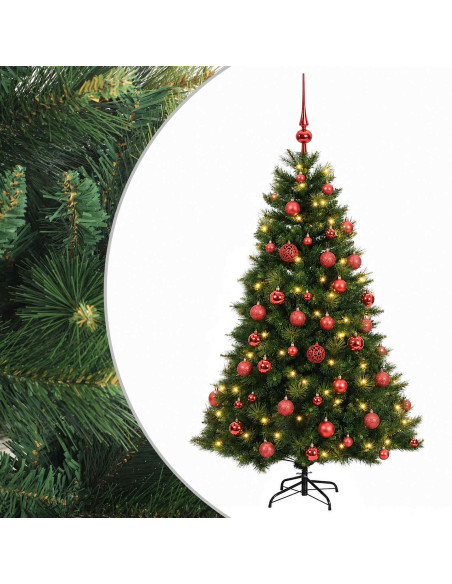 Albero di Natale artificiale con palline 120 cm 150 LED