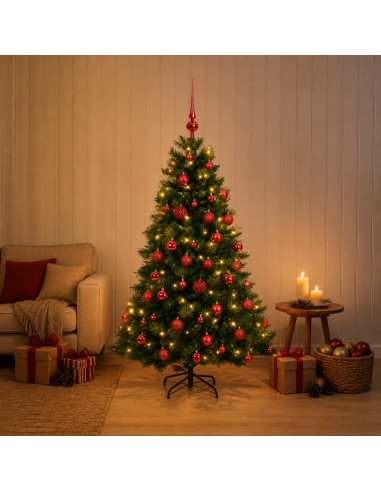 Albero di Natale artificiale con palline 150 cm 150 LED