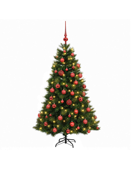 Albero di Natale artificiale con palline 150 cm 150 LED