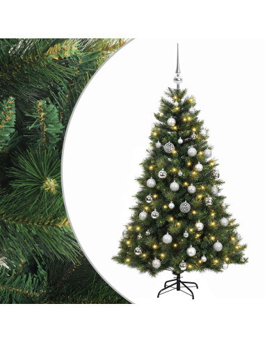 Albero di Natale artificiale con palline 120 cm 150 LED