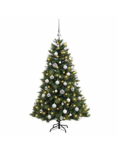 Albero di Natale artificiale con palline 120 cm 150 LED