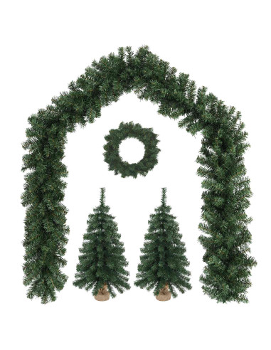 Set mini alberi di Natale 45 cm PVC Verde