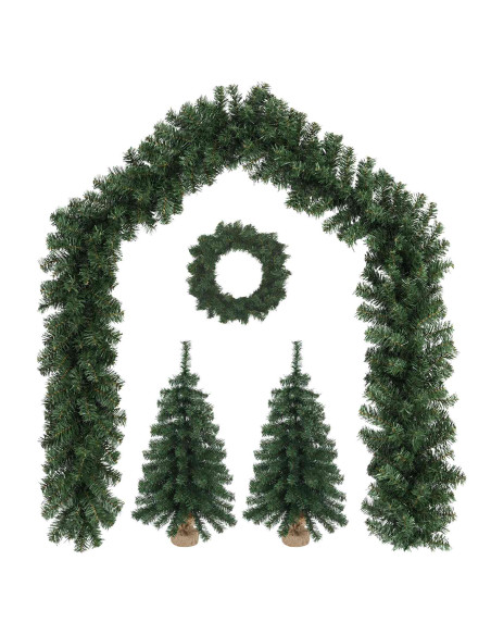 Set mini alberi di Natale 45 cm PVC Verde