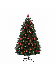 Albero di Natale artificiale verde scuro con palline 150 cm 2