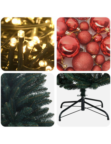 Albero di Natale artificiale verde scuro con palline 150 cm