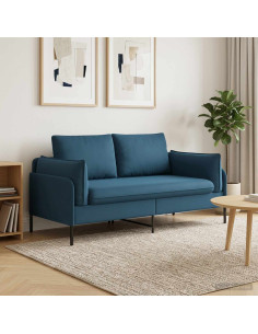 Divano a 2 Posti 2 posto Blu 188 x 81 x 89 cm Velluto