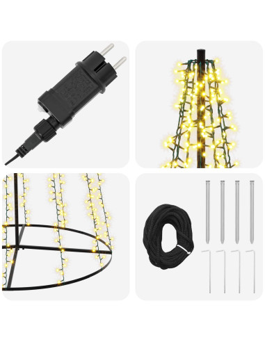 Albero di Natale LED 485 cm 3000 LED Bianco caldo Acciaio Nero