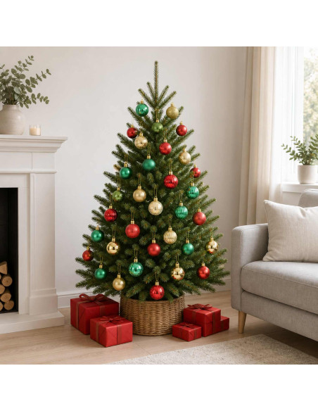 Set di Palline di Natale 100 pz Rosso, oro e verde 4 cm