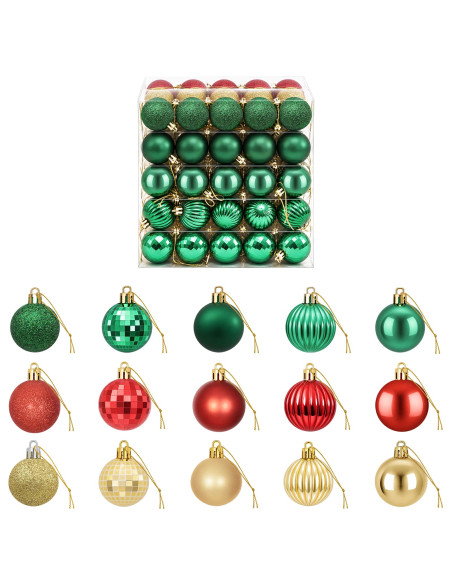 Set di Palline di Natale 100 pz Rosso, oro e verde 4 cm