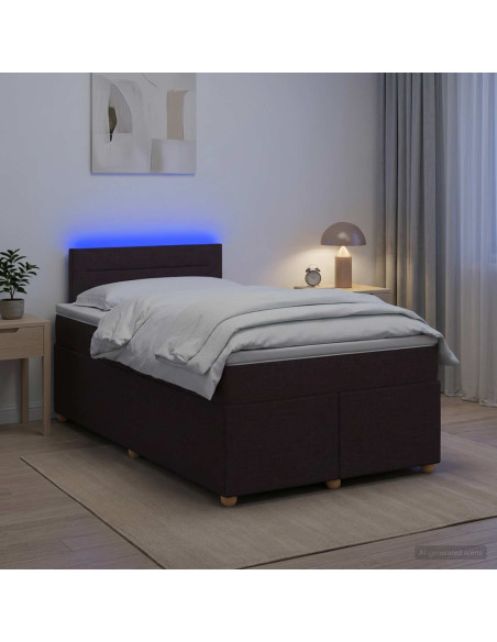 Letto box spring con materasso Marrone Scuro 120 x 190 cm