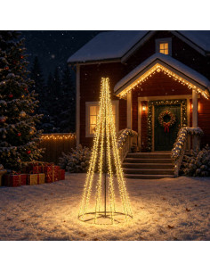 Albero di Natale LED 285 cm 1550 LED Bianco caldo Acciaio Nero