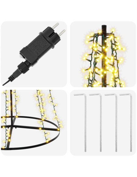 Albero di Natale LED 285 cm 1550 LED Bianco caldo Acciaio Nero