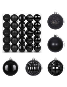 Set di Palline di Natale 50 pz Nero 8 cm Polistirolo