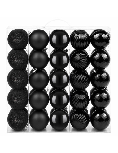 Set di Palline di Natale 50 pz Nero 8 cm Polistirolo