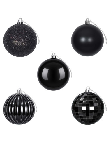 Set di Palline di Natale 50 pz Nero 8 cm Polistirolo