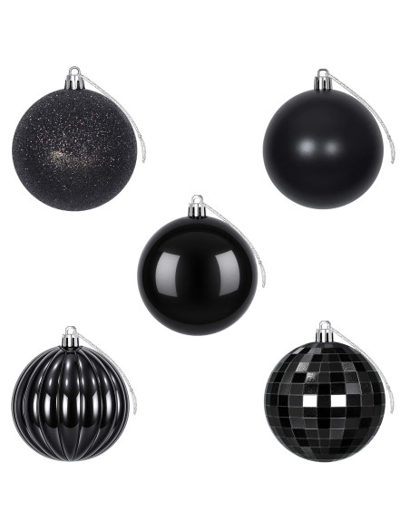 Set di Palline di Natale 50 pz Nero 8 cm Polistirolo