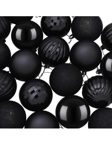Set di Palline di Natale 50 pz Nero 8 cm Polistirolo