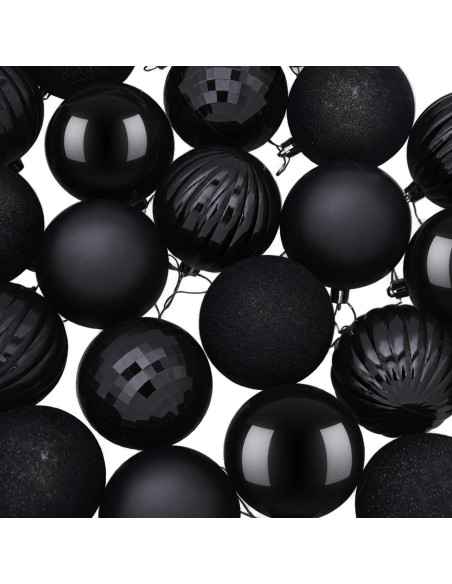 Set di Palline di Natale 50 pz Nero 8 cm Polistirolo