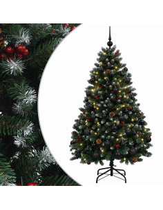 Albero di Natale artificiale verde con palline 150 cm 150 LED