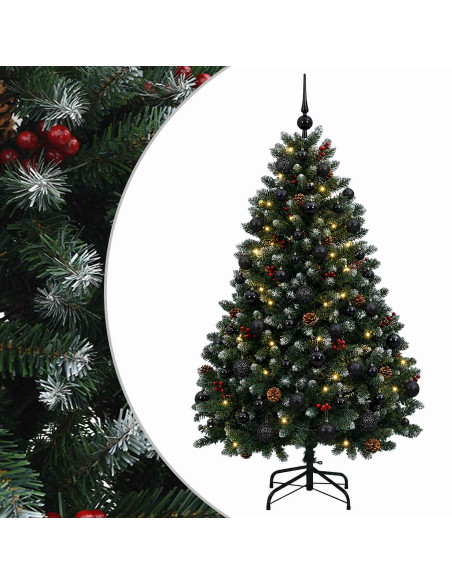 Albero di Natale artificiale verde con palline 150 cm 150 LED
