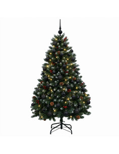 Albero di Natale artificiale verde con palline 150 cm 150 LED 2