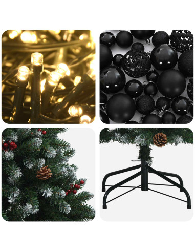 Albero di Natale artificiale verde con palline 150 cm 150 LED