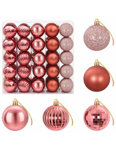 Set di Palline di Natale 75 pz Rosa e rosè 6 cm Polistirolo