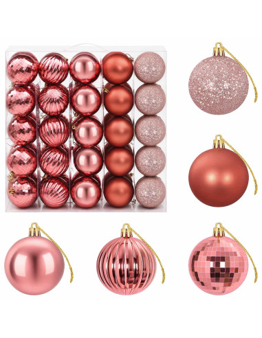 Set di Palline di Natale 75 pz Rosa e rosè 6 cm Polistirolo