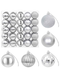 Set di Palline di Natale 75 pz Argento 6 cm Polistirolo