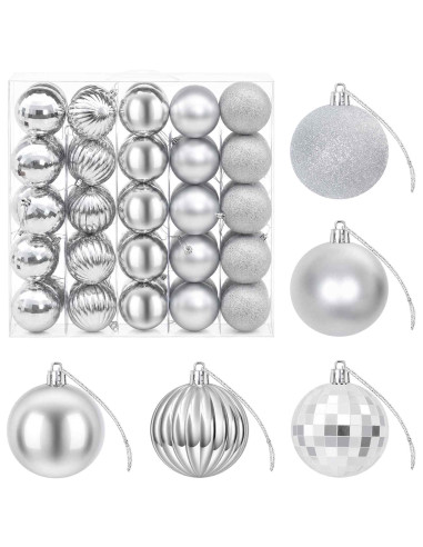 Set di Palline di Natale 75 pz Argento 6 cm Polistirolo