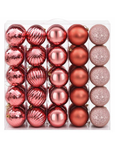 Set di Palline di Natale 75 pz Rosa e rosè 6 cm Polistirolo 2