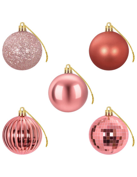 Set di Palline di Natale 75 pz Rosa e rosè 6 cm Polistirolo