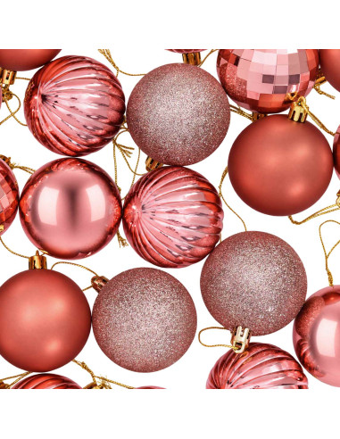 Set di Palline di Natale 75 pz Rosa e rosè 6 cm Polistirolo