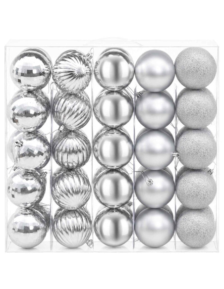 Set di Palline di Natale 75 pz Argento 6 cm Polistirolo