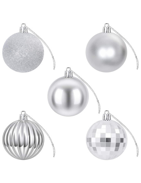 Set di Palline di Natale 75 pz Argento 6 cm Polistirolo