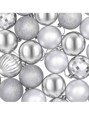 Set di Palline di Natale 75 pz Argento 6 cm Polistirolo