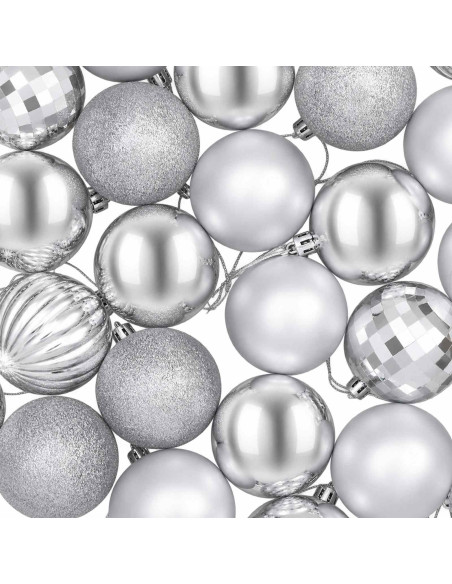 Set di Palline di Natale 75 pz Argento 6 cm Polistirolo