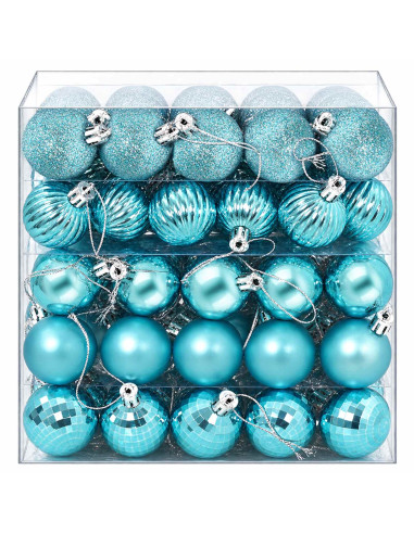 Set di Palline di Natale 100 pz Turchese 4 cm Polistirolo