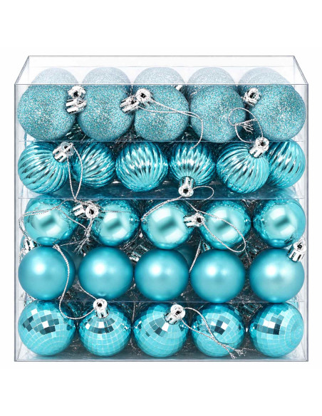 Set di Palline di Natale 100 pz Turchese 4 cm Polistirolo