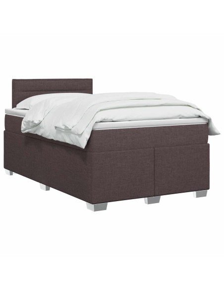 Letto con Box Spring, Materasso e LED Marrone Scuro Tessuto