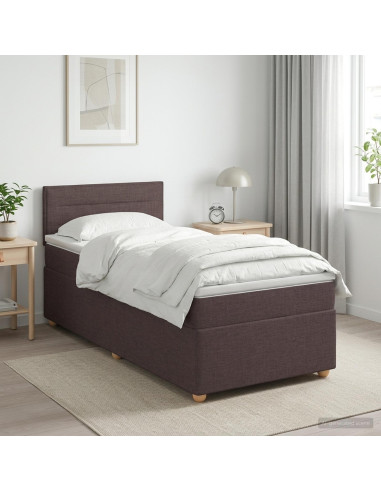 Letto box spring con materasso Marrone Scuro 100 x 200 cm